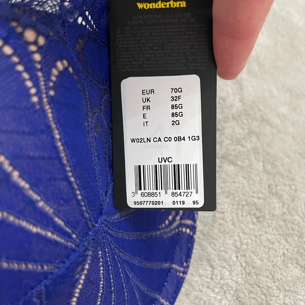 NWT WONDER BRA Blue Triangle Push Up, Size US 32F - Image 5