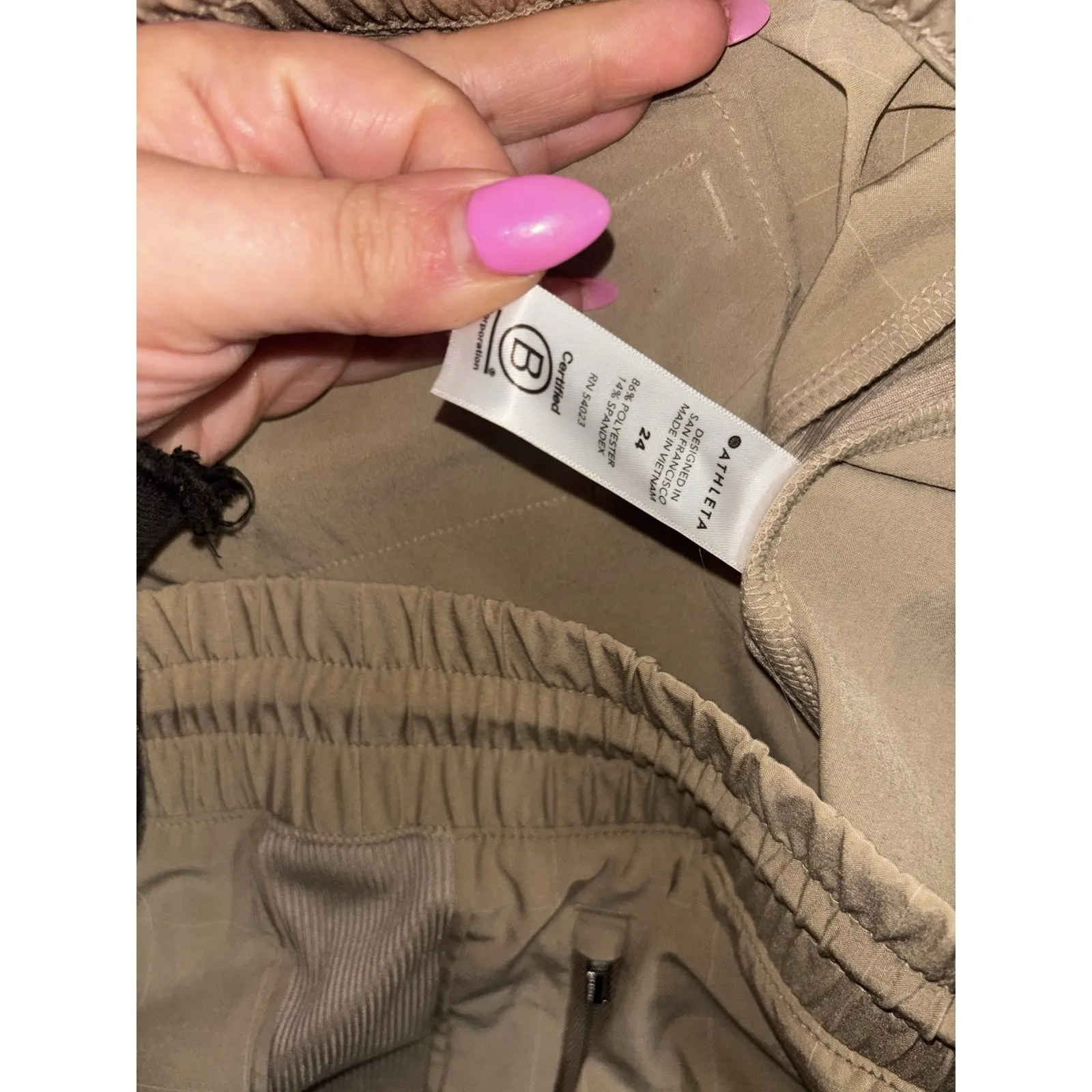 Athleta Brooklyn Textured Jogger Tan Windowpane‎ Print Sz 24 - Image 5