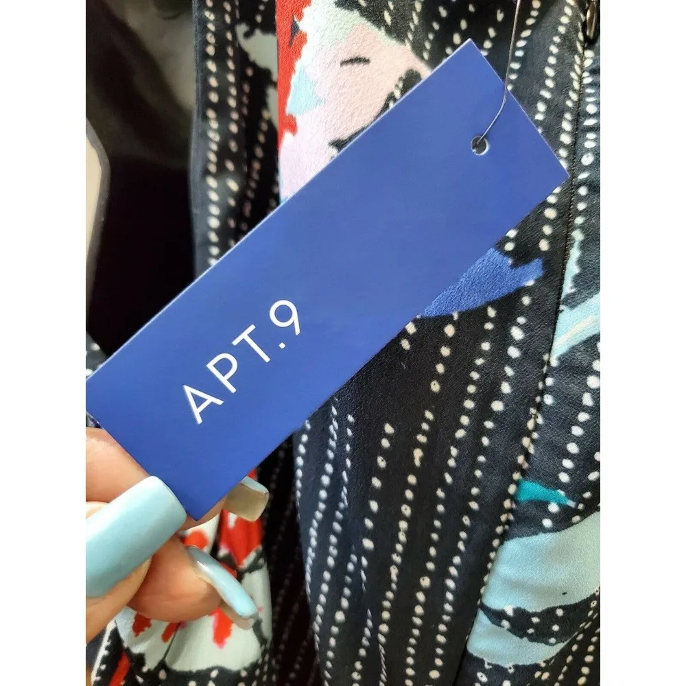 APT.9 Women's Black Floral Polyester Sleeveless V-Neck Casual Jumpsuits Size 16 - Image 10