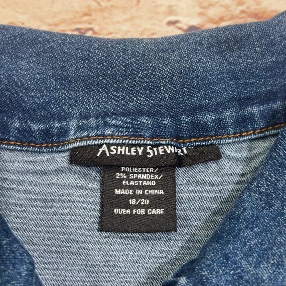 Ashley Stewart Women’s Denim Blue Jean Jacket Plus Size 18/20 - Image 7