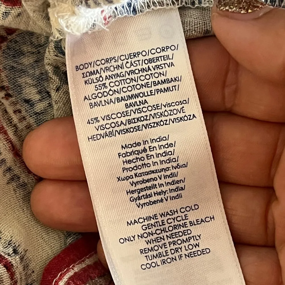 Chaps Women's White Paisley Scoop Neck  Lightweight Peasant Blouse XL Petite - Image 5