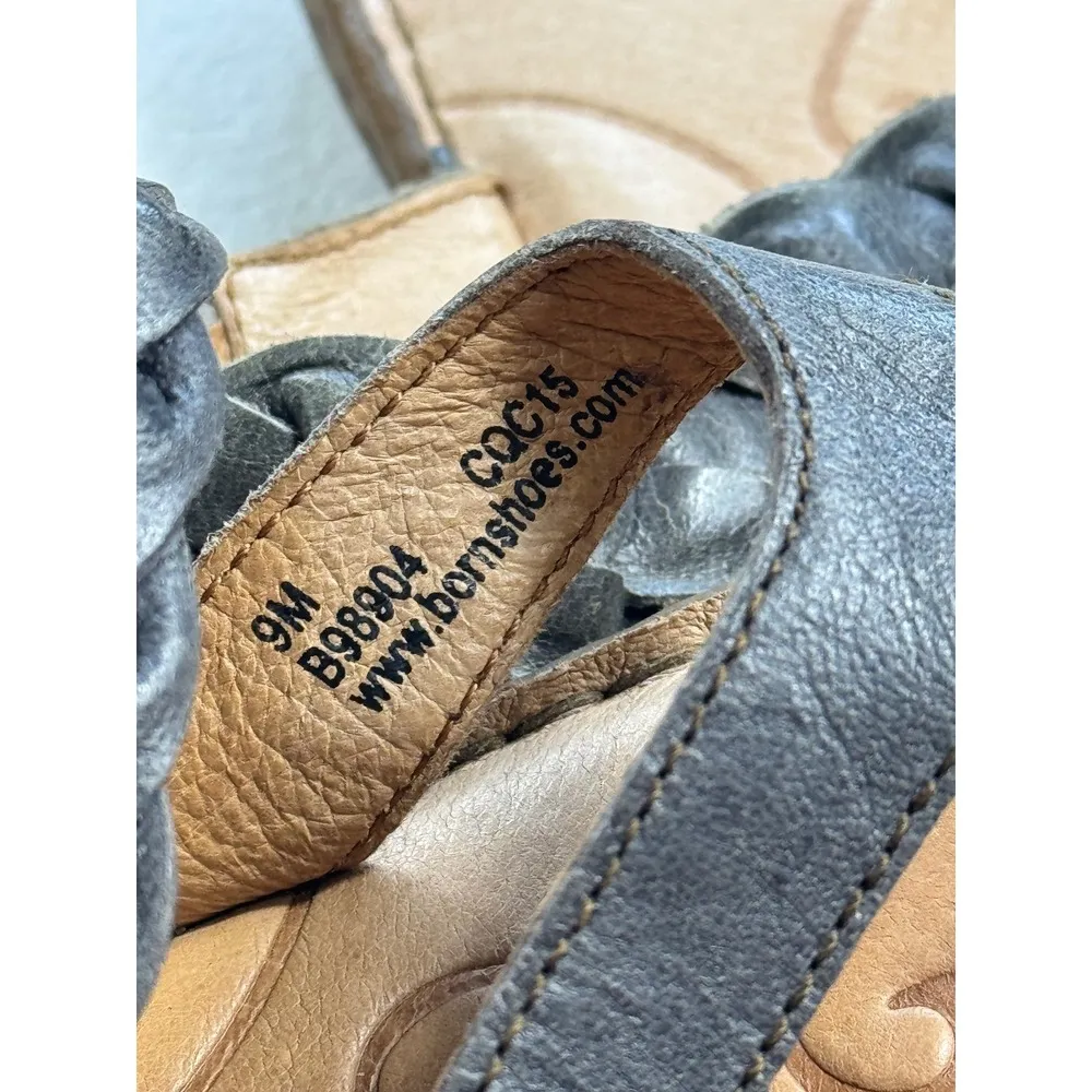 Born Braided Leather Thong Sandals Gray Comfort Casual‎ Size 9M - Image 3