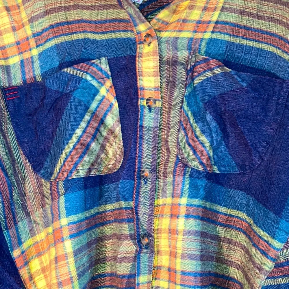 NWT BDG Urban Outfitters Multicolored Button Down High Low Shacket Blouse Size S - Image 2