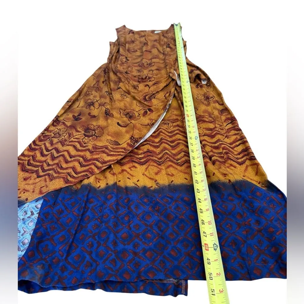 Scarlett Vintage Wrap Maxi Dress Artsy Boho Lagenlook Floral Sleeveless  Size 10 - Image 8