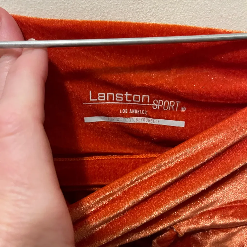 NWT Lanston sport copper velvet‎ two piece set jogger bra sz XS Orange - Image 7
