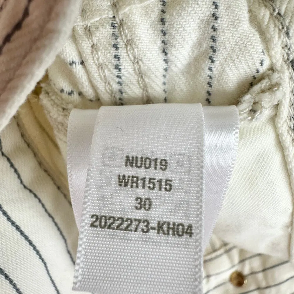 Madewell Low Slung Baggy Jeans Grey Railroad Stripe White Cream Rigid US 30 NWT - Image 15
