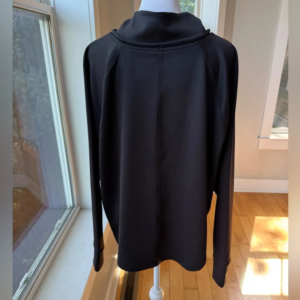 AVIA Black Scuba Cropped Funnel Neck Quarter Zip Top Sweatshirt Size Large - Image 5