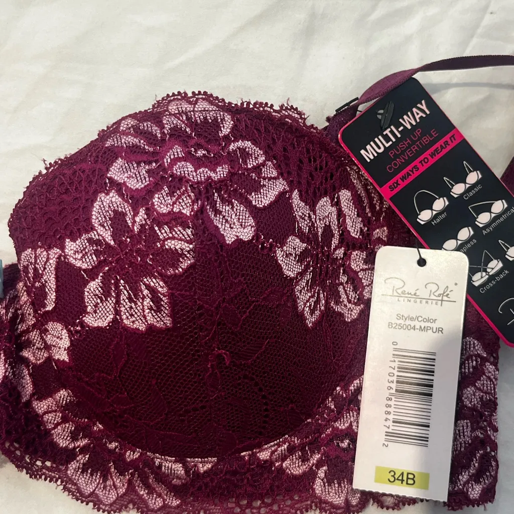 Avenue Burgundy Lace Convertible Bra Purple Size undefined - Image 4