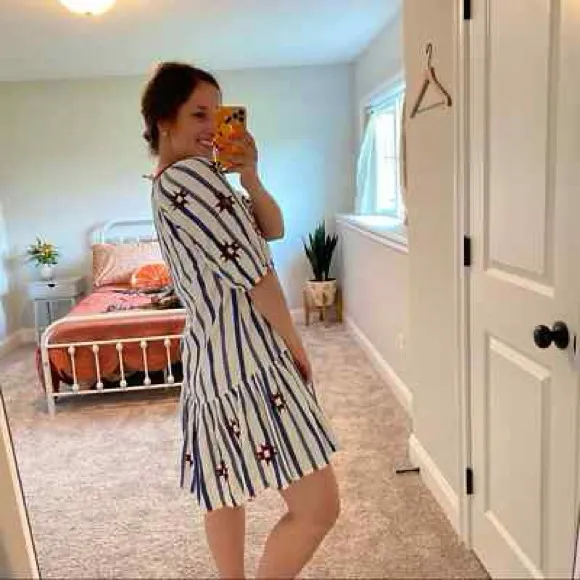 Figue Bria Embroidered Dress Blue Size M - Image 2