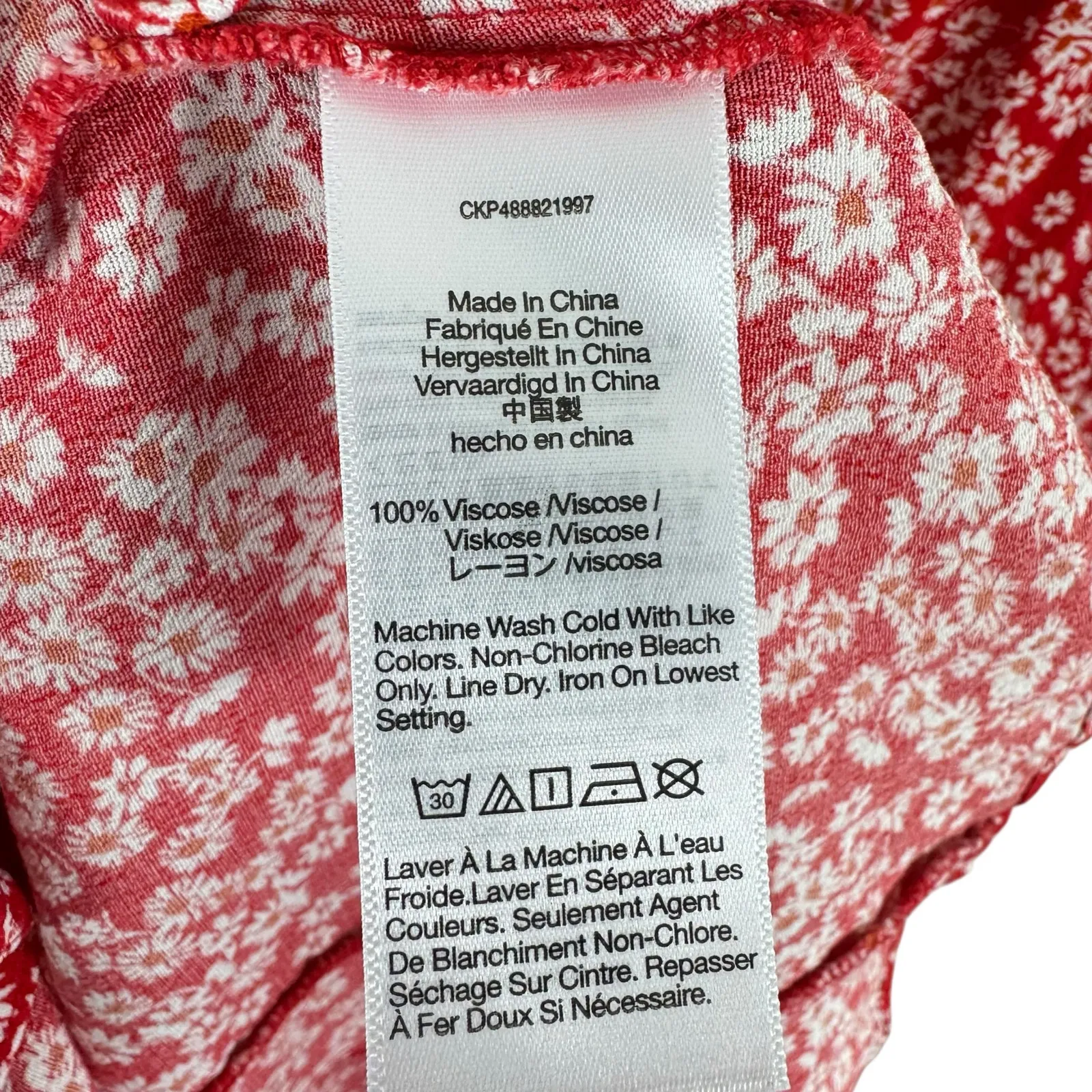 Madewell Red White Floral Daisy Short Sleeve V-Neck Button Down Mini Sun Dress 4 - Image 9