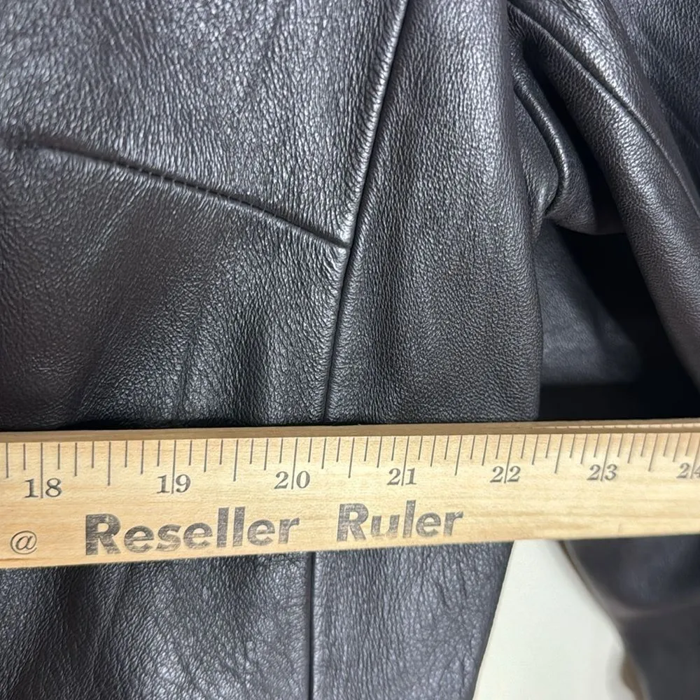 Vtg jones New York ladies soft leather button up jacket coat size 3X - Image 6