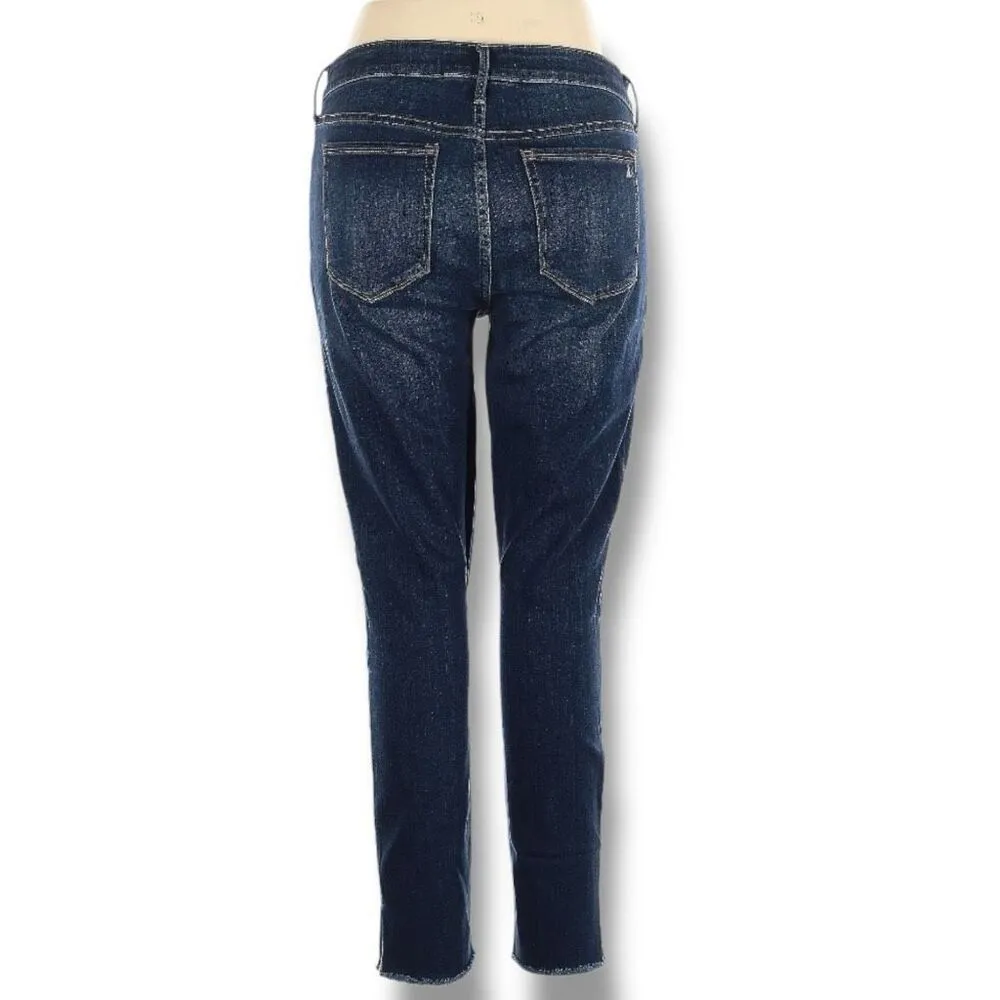 Sam Edelman The Kitten Mid Rise Skinny Ankle Jeans Medium Wash Raw Hem Slits 36 - Image 8