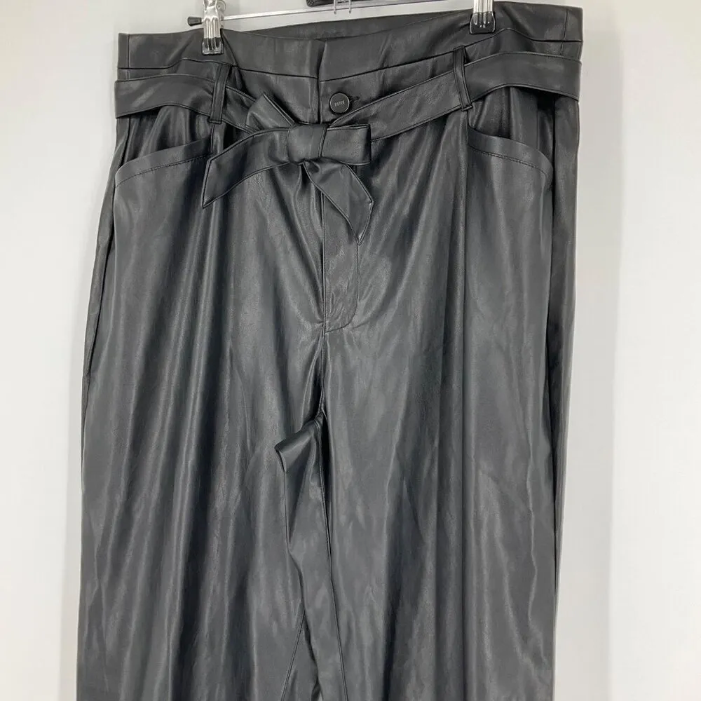 Paige faux Leather Womens Pants Size 12  Kina belted black soft high rise dress - Image 9