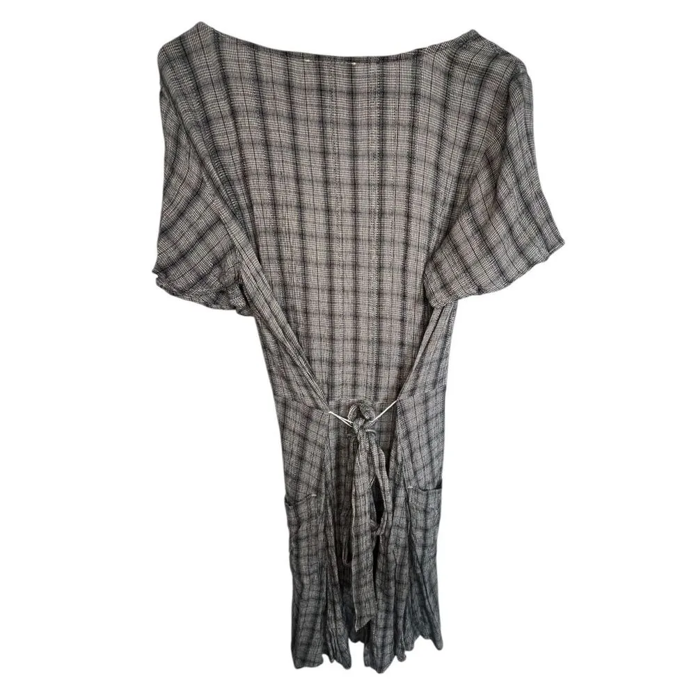 American Eagle Button Up Plaid Short Sleeve Mini Dress With Pockets - Image 4