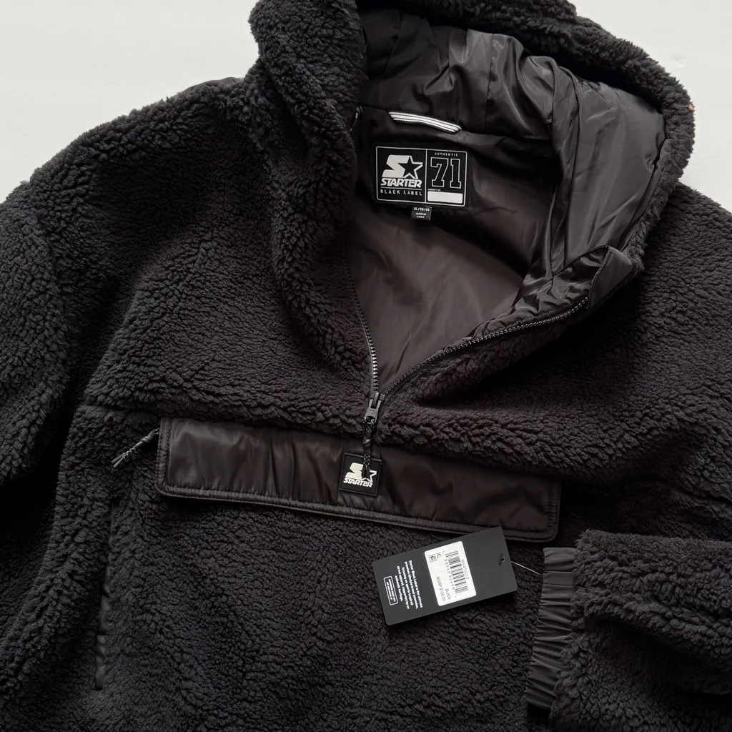 STARTER NWT Black Label Women’s Sherpa Half-Zip Quilted Hoodie Sweatshirt Coat - Image 4