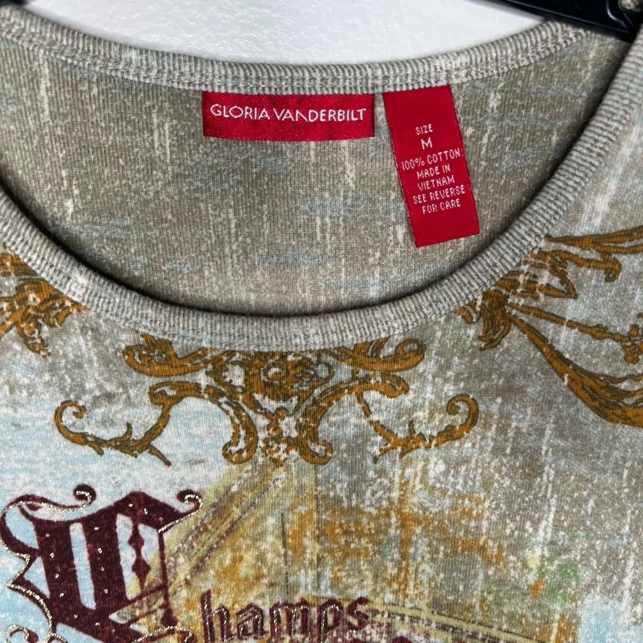 vintage Y2K 2000s retro Charming vintage Chaps Elysers grey brown graphic tee Size M - Image 4