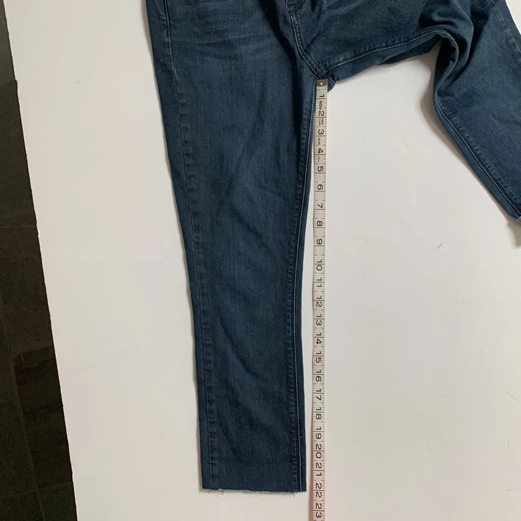 Bullhead high rise skinniest dark wash cropped raw hem capri denim jeans - Image 15