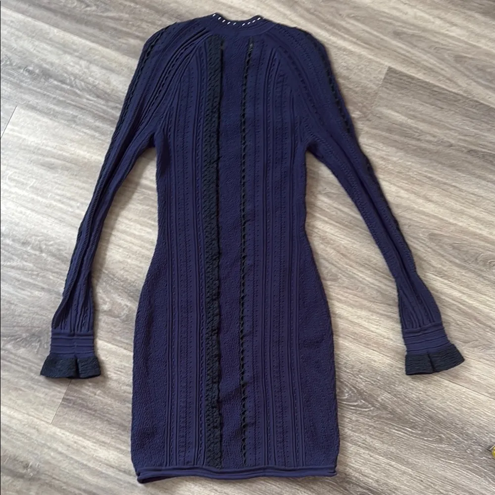 3.1 Phillip Lim Navy Lace Blue Long Sleeve Mini Dress - Image 3