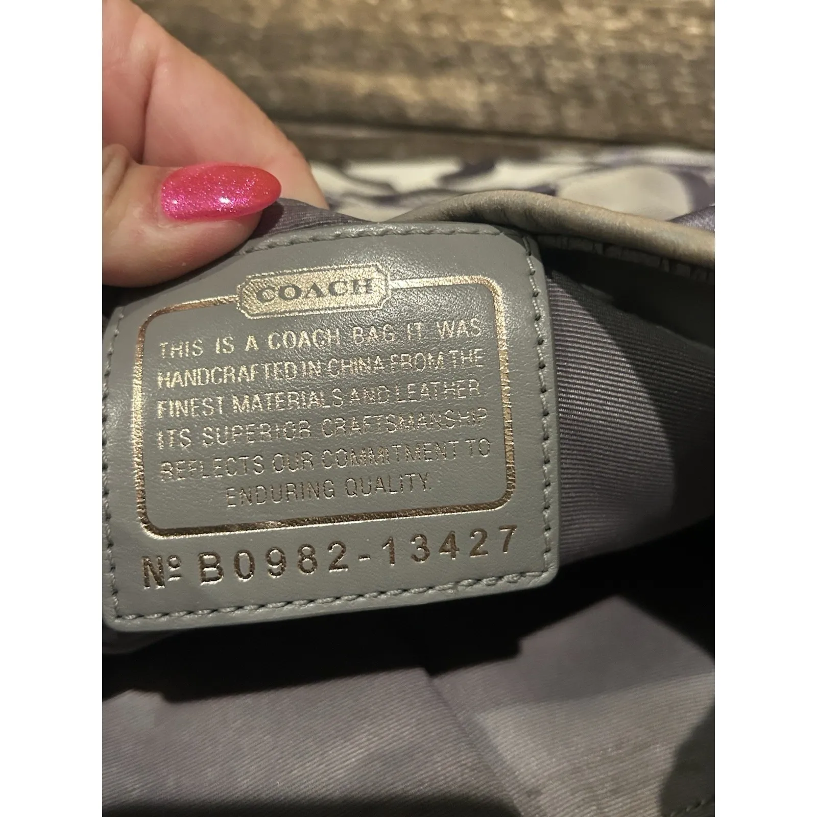 COACH Signature‎ Large Monogram Purple/gray Jacquard Canvas  Hobo Tote Bag 13427 - Image 7