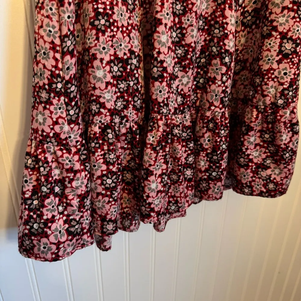 Zara Floral Women’s Tiered Long Sleeve Dress Pink & Red Size XS - Image 6