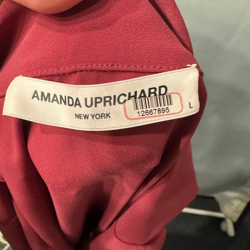 Amanda Uprichard Revolve Leonard Faux Wrap Mini Dress size Large Burgundy - Image 9