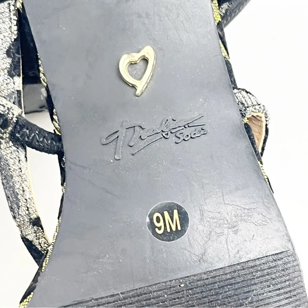 THALIA SODI Animal Print Two Toned Strappy Open Toe Glitter Heels, Size 9 - Image 7