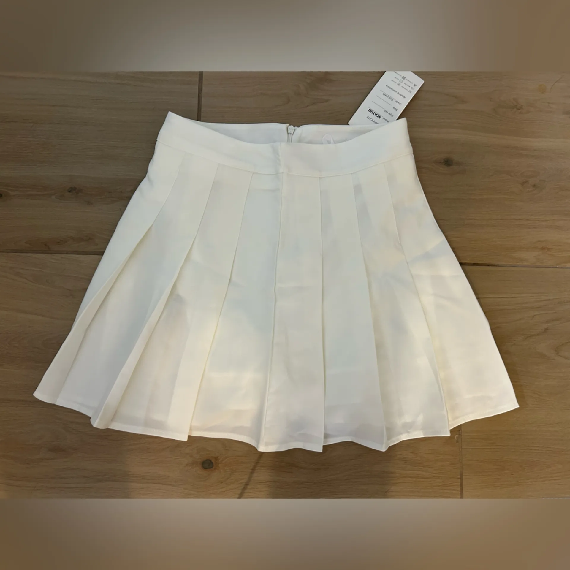 NEW White High Waisted Pleated Tennis School Skater w/ Lining Shorts Skirt XS - Image 4