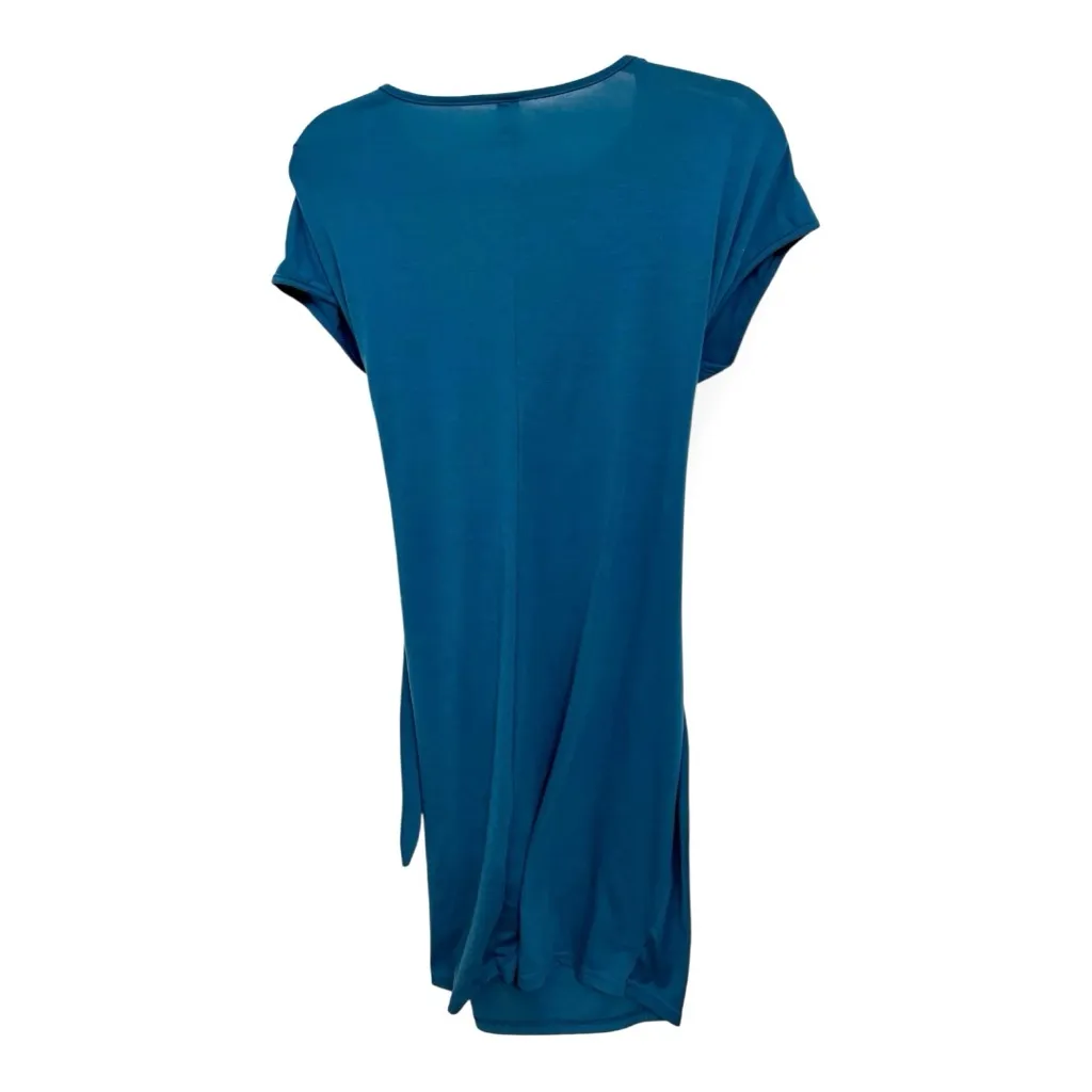 Blue Ruched Wrap Dress M – Midi Length Office Work Chic Minimalist Office - Image 2