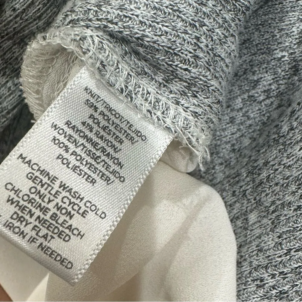 Loft Grey Cream Long Sleeve Blouse Women’s Small - Image 3