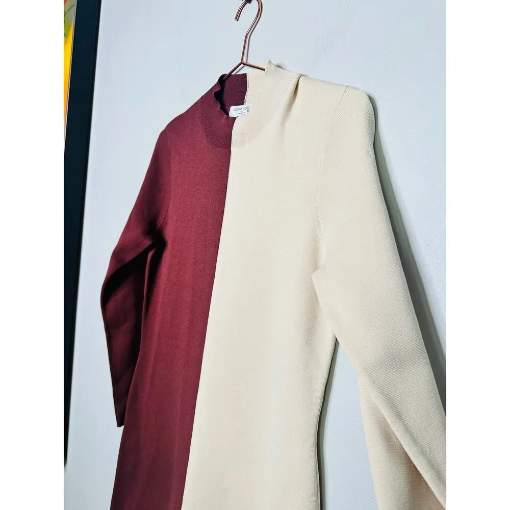 RONNY KOBO COLLECTIVE Brown White Colorblock Knit Sweater Dress Size XL - Image 10