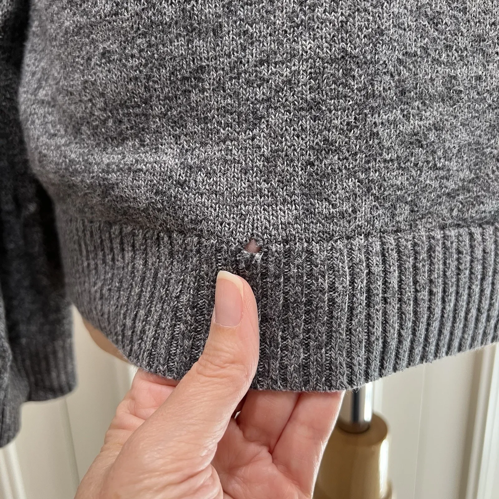 Abercrombie & Fitch Gray Marled Pullover Sweater Moose Logo Cotton Y2K‎ 90s - Image 7