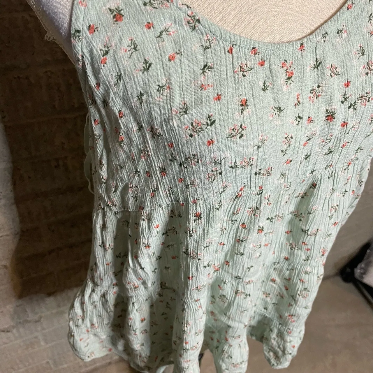 Sim & Sam Light Green Multi-Color Floral Tiered Boho Cami‎ Tank Top Size Large - Image 5