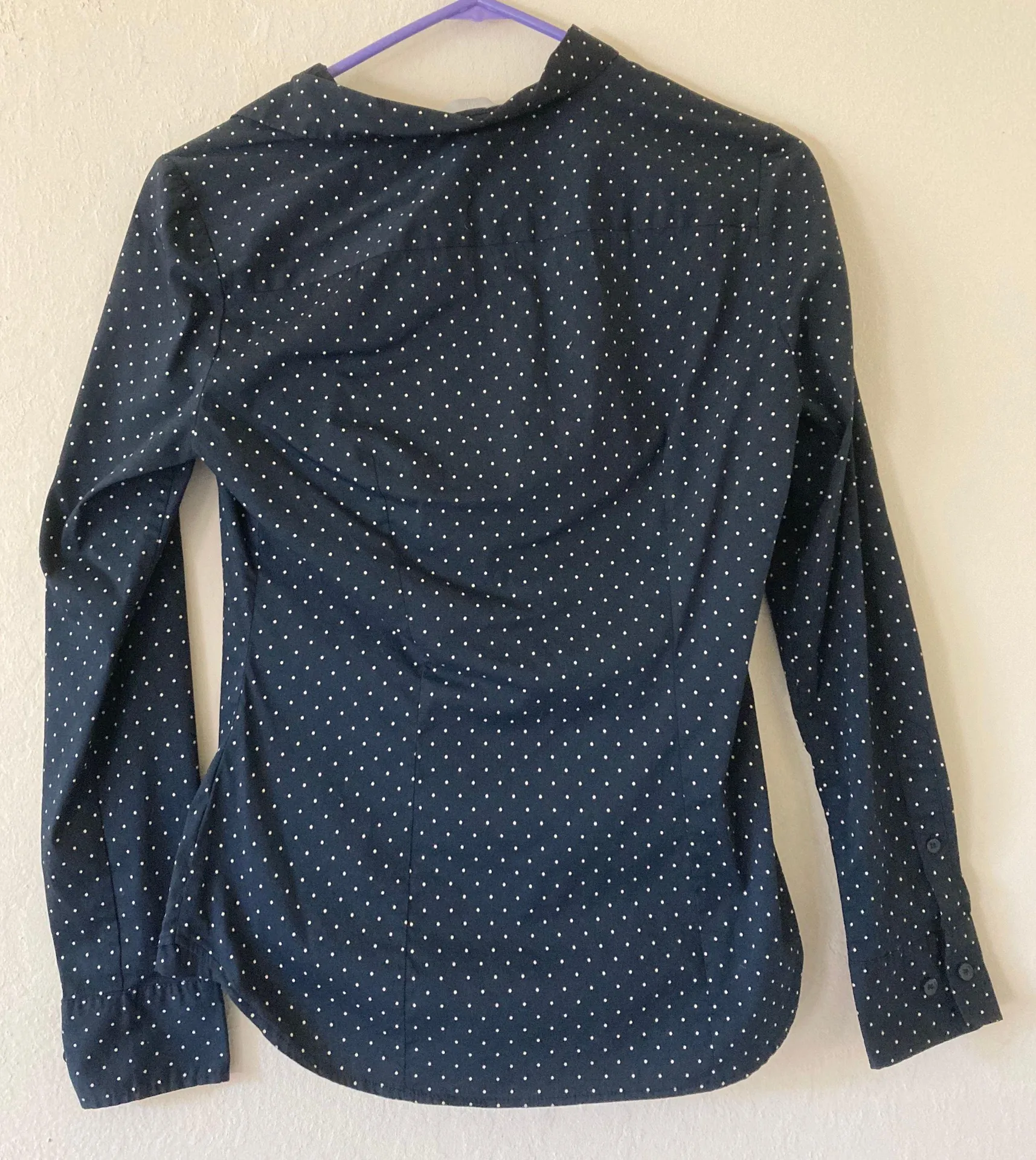 Navy Blue Polka Dot Button Down - Image 3