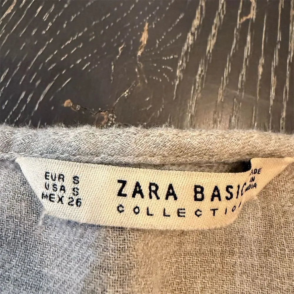 Zara Women's Gray Smocked Sleeve Mini Dress Size S Casual 3/4 Sleeve - Image 10