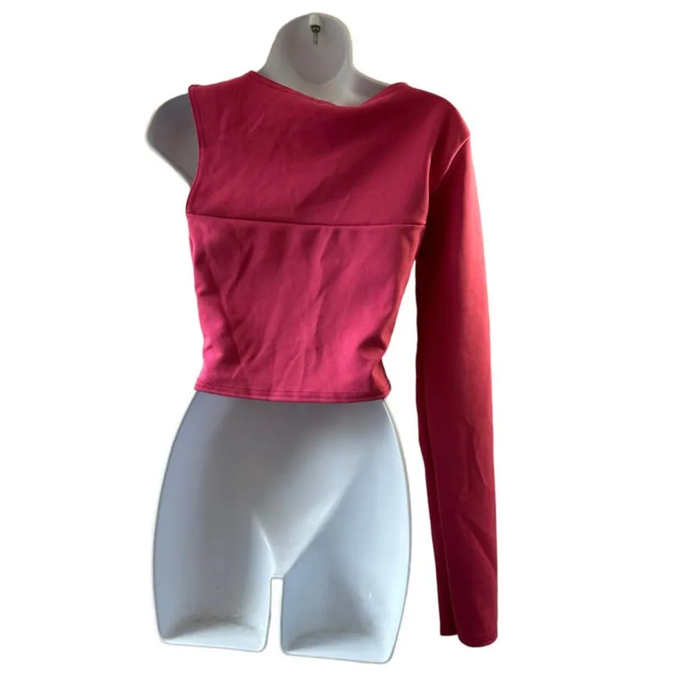 Princess Polly Pink One Shoulder Cut Out Crop Top Size 12 NEW - Image 2