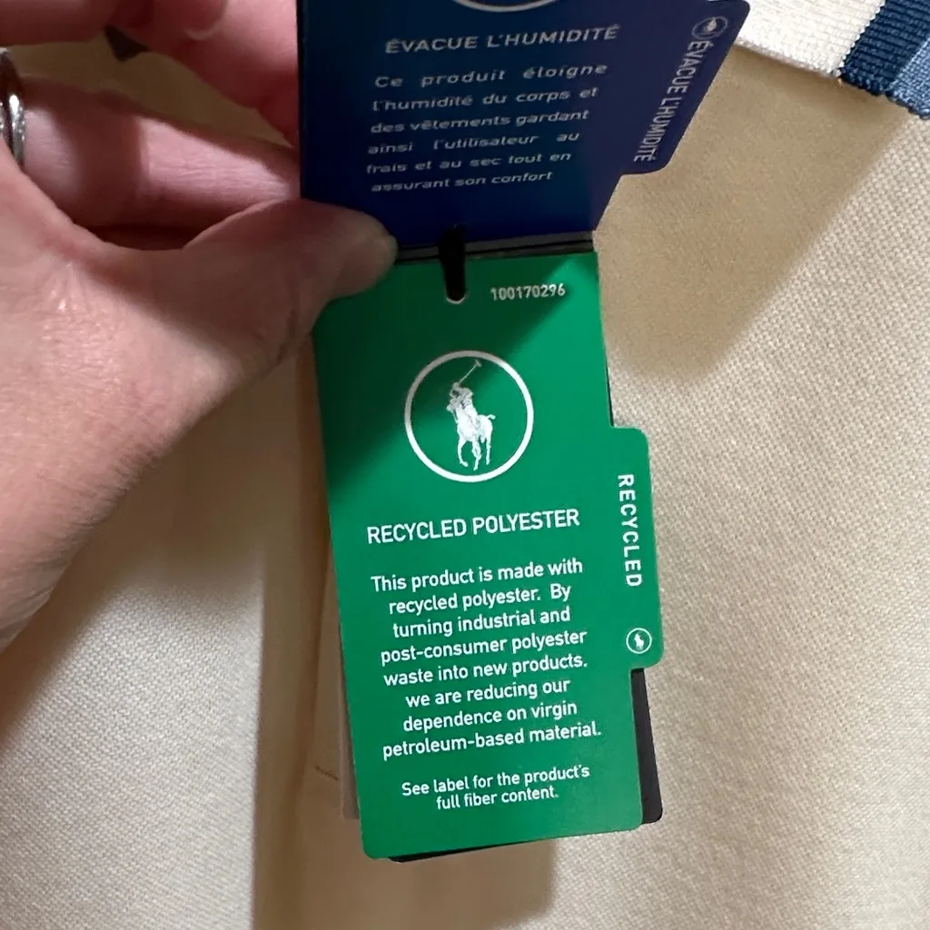 NWT Ralph Lauren RLX Women’s Size Large Cream Polo with Blue Detail - Image 9