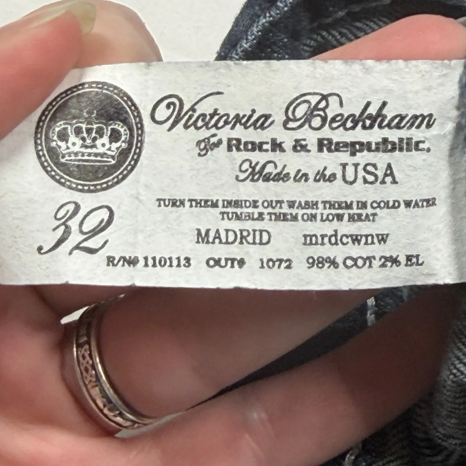 Victoria Beckham Denim Shorts 32 Y2K Rock Republic Crowns Beach Summer Hot 🔥 - Image 7