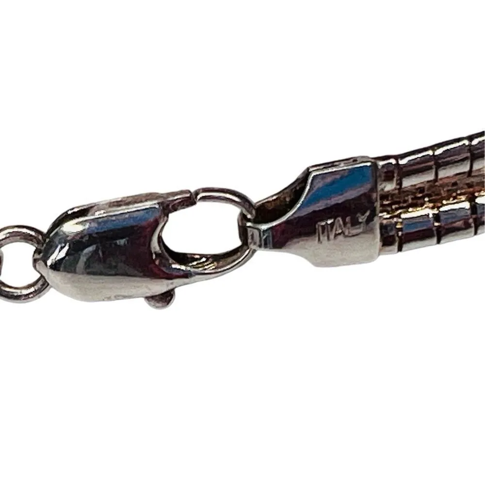 Italian Genuine Solid Sterling‎ Silver 6mm 18" Omega Chain Layering Necklace - Image 4