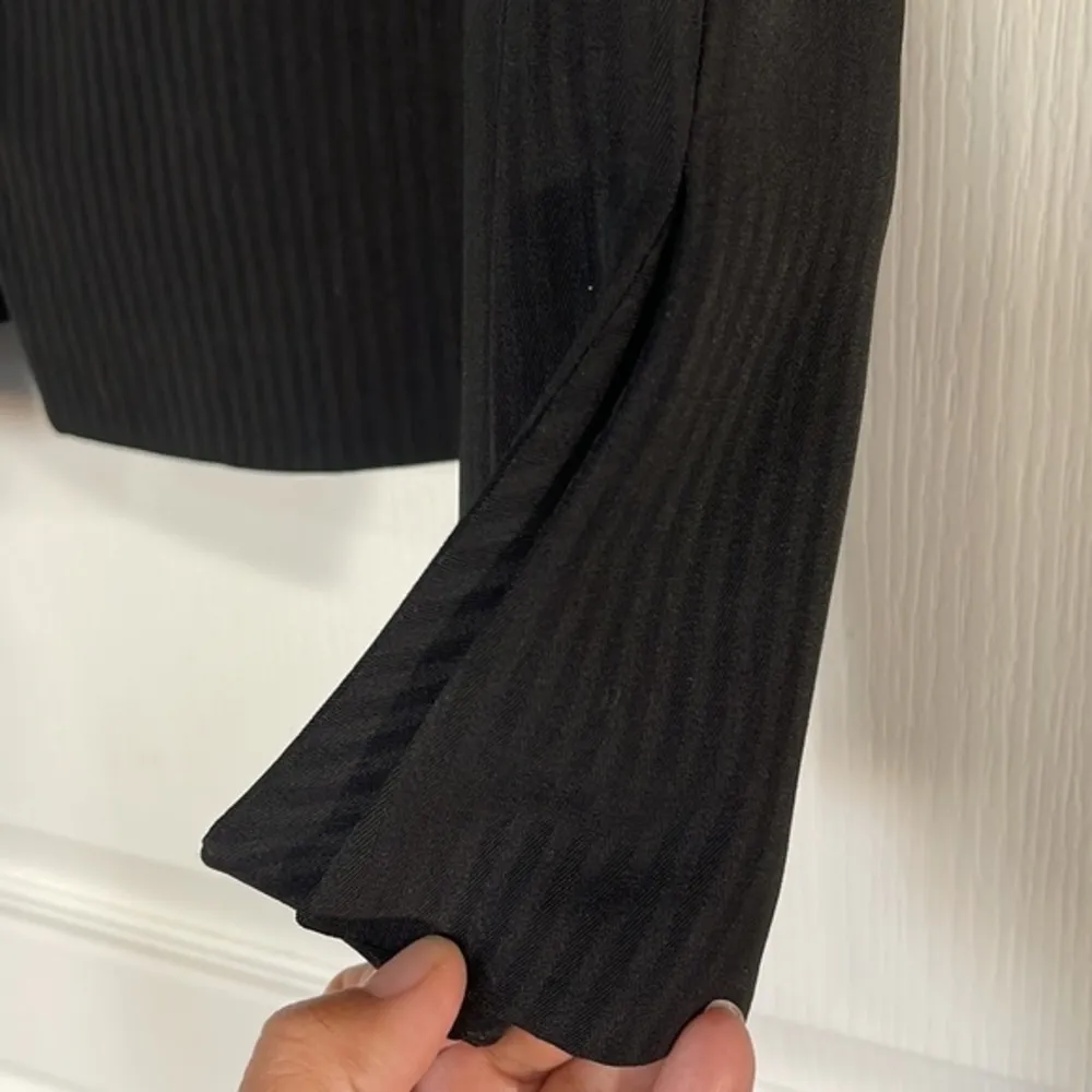 Liz Claiborne Regular Fit Black Striped Jacket Size 6P EUC #3323 - Image 2