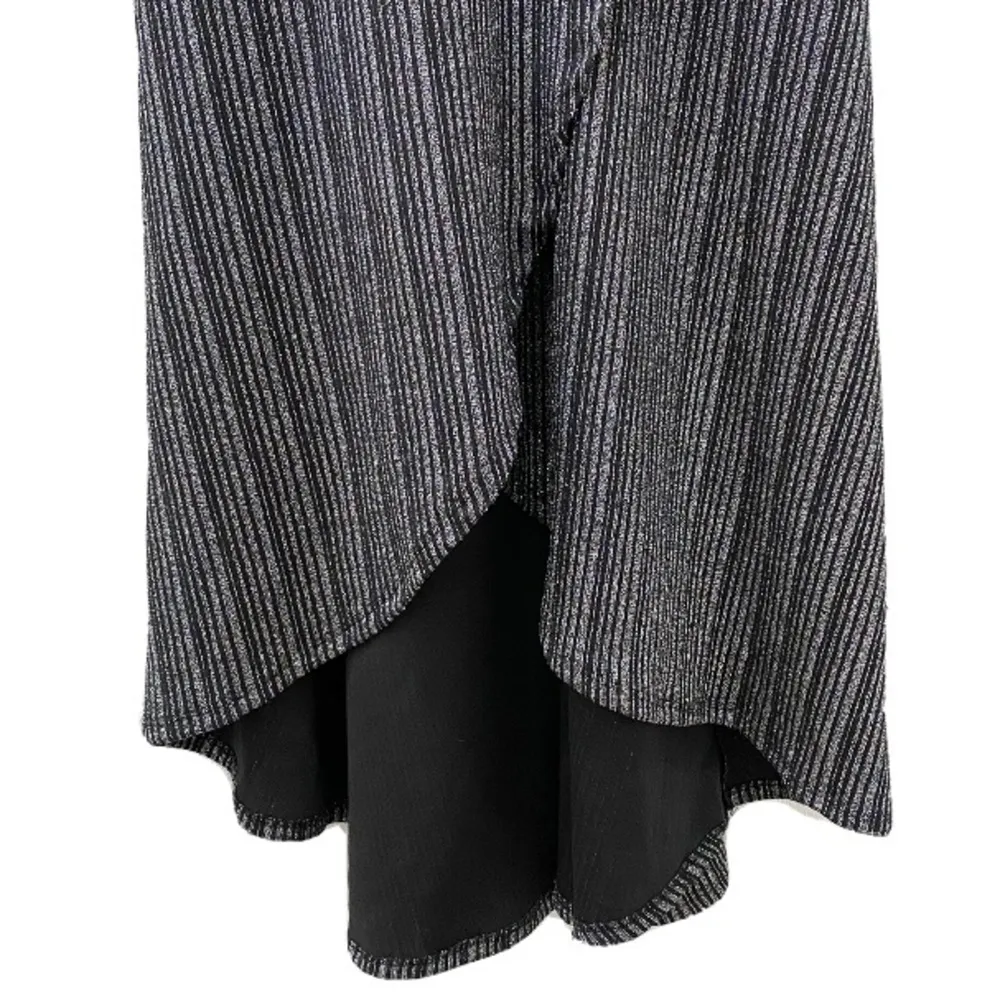 SPENSE Lurex Silver/Black Stripe Wrap Dress L Black Size L - Image 6