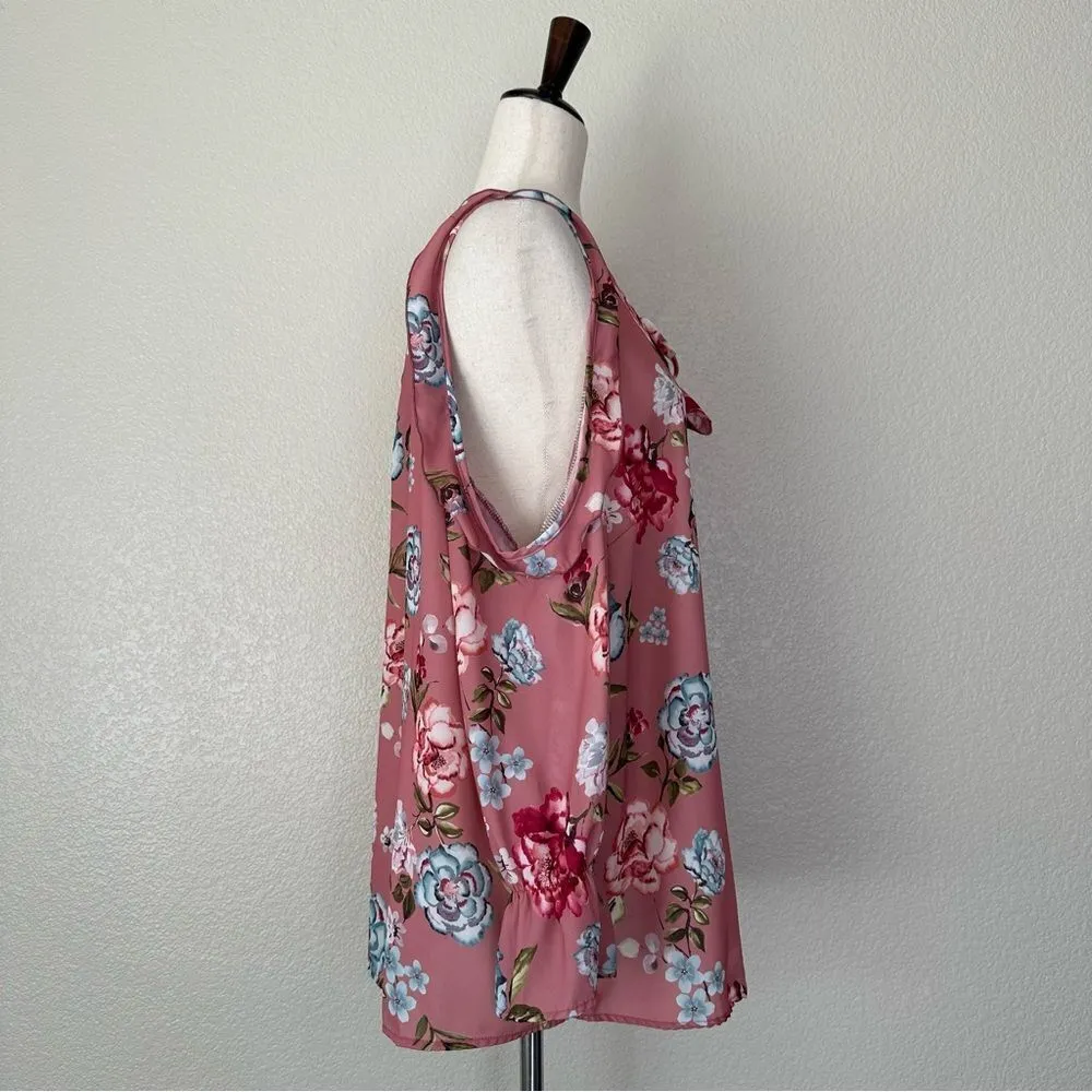 Sweet Pea by Stacy Frati Floral Cold Shoulder Top Pink Size XXL - Image 6