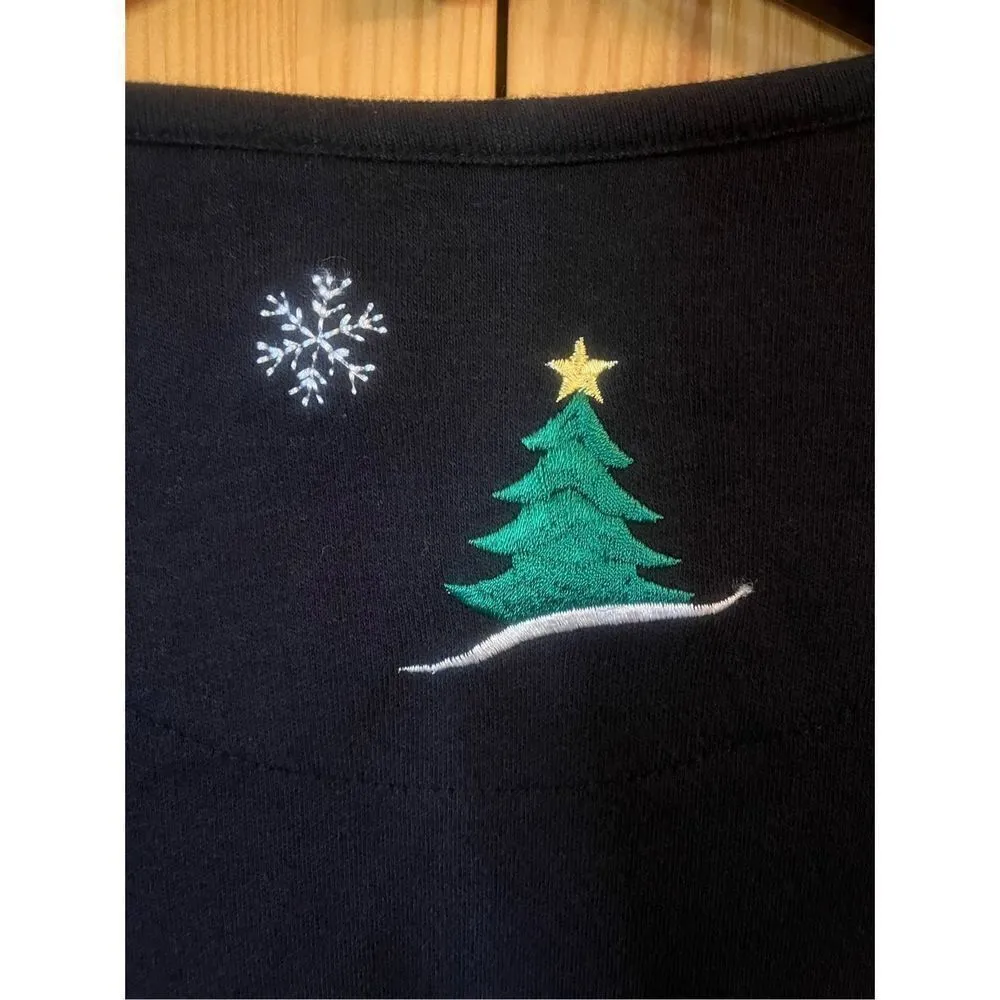 Breckenridge Womens Petite Medium Black Top Holiday Snowman Xmas(1637) - Image 7