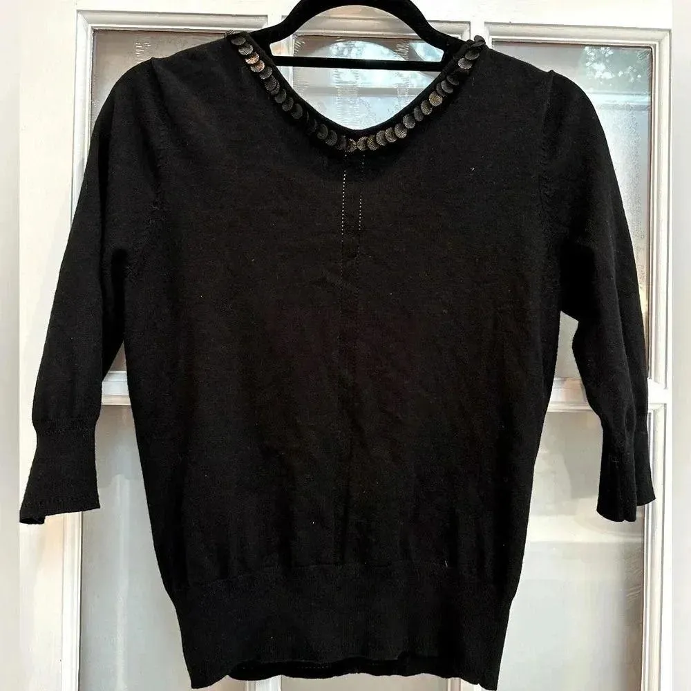 Vintage An Original Milly Of New York Cardigan Sweater Gold Embellishment Size M Black Size M - Image 3