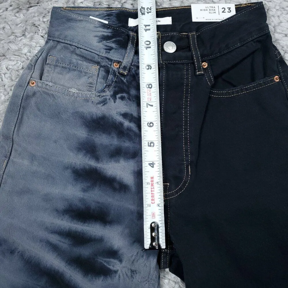 Pacsun Ultra High Rise Slim Jeans Two Tone Tie Dye Black Eco Women's Size 23 - Image 10