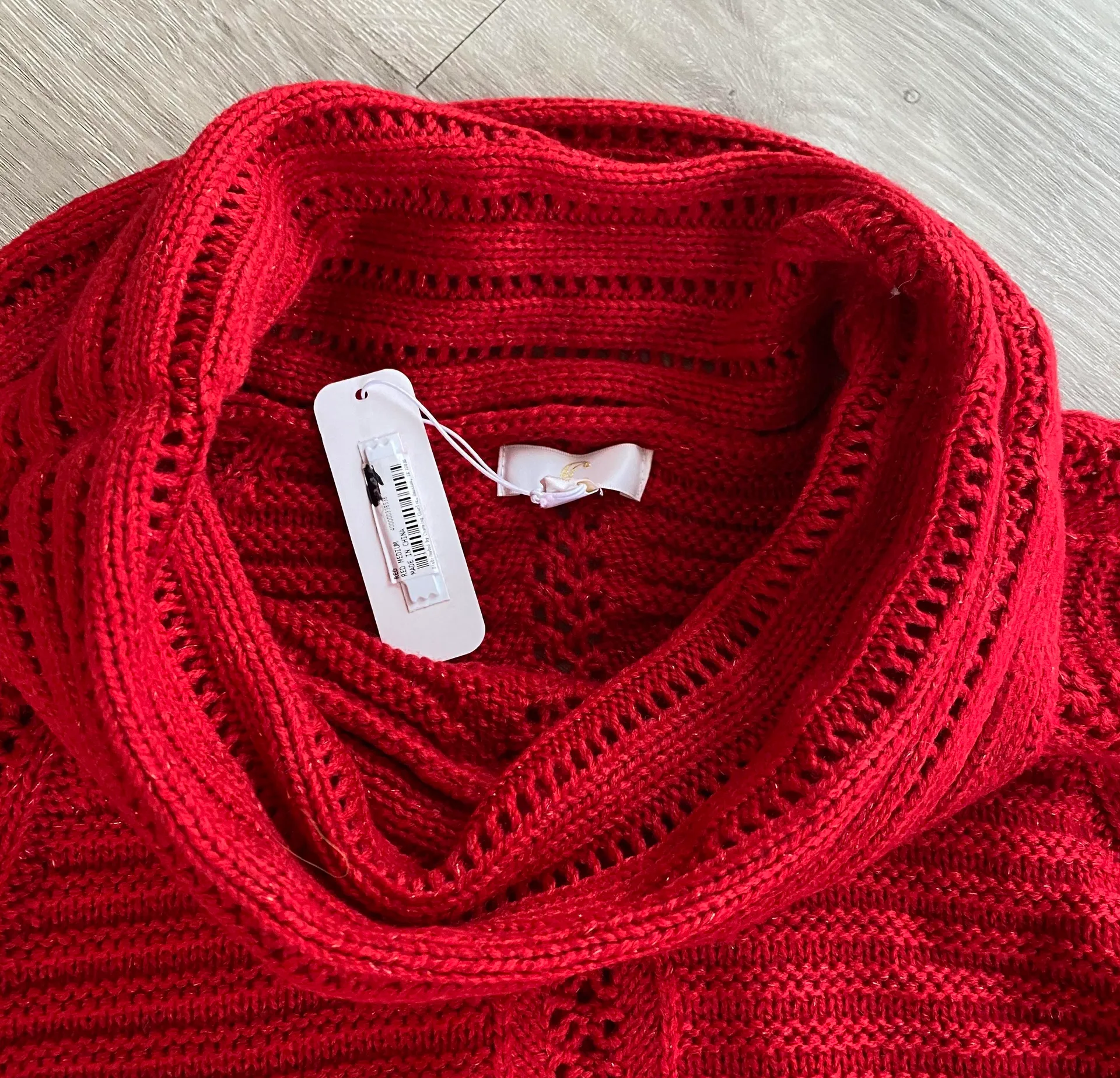 NWT  Red Ribbed Knit Tunic Sweater S - Image 3