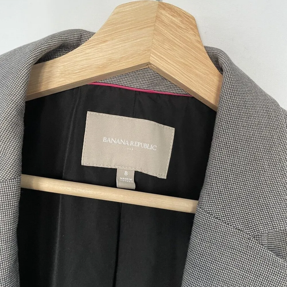 Banana Republic Womens Gray Blazer Jacket Size 8 business casual tailored pocket - Image 3