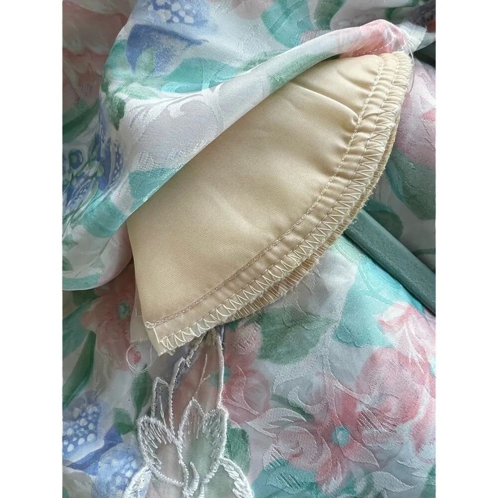 Vintage Floral Nightgown & Robe Two Piece Set Women’s Size M White Size M - Image 13