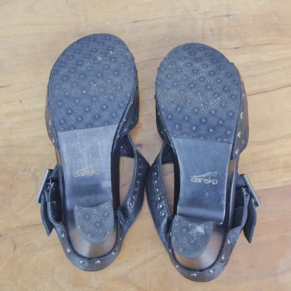 Dansko Ripley Studded Black Leather Mule Clogs EU 37 - Image 4