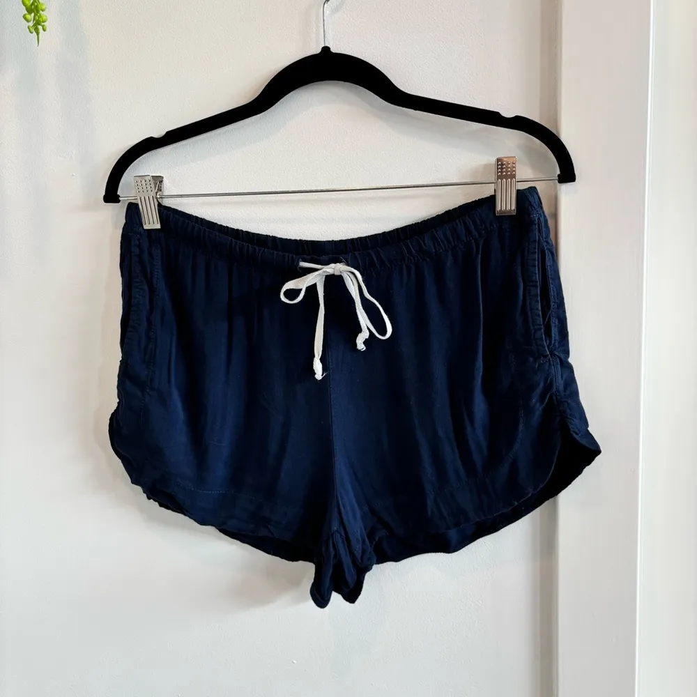 Brandy Melville Womens Navy Blue Elastic Waist Drawstring PullOn Shorts One Size - Image 3