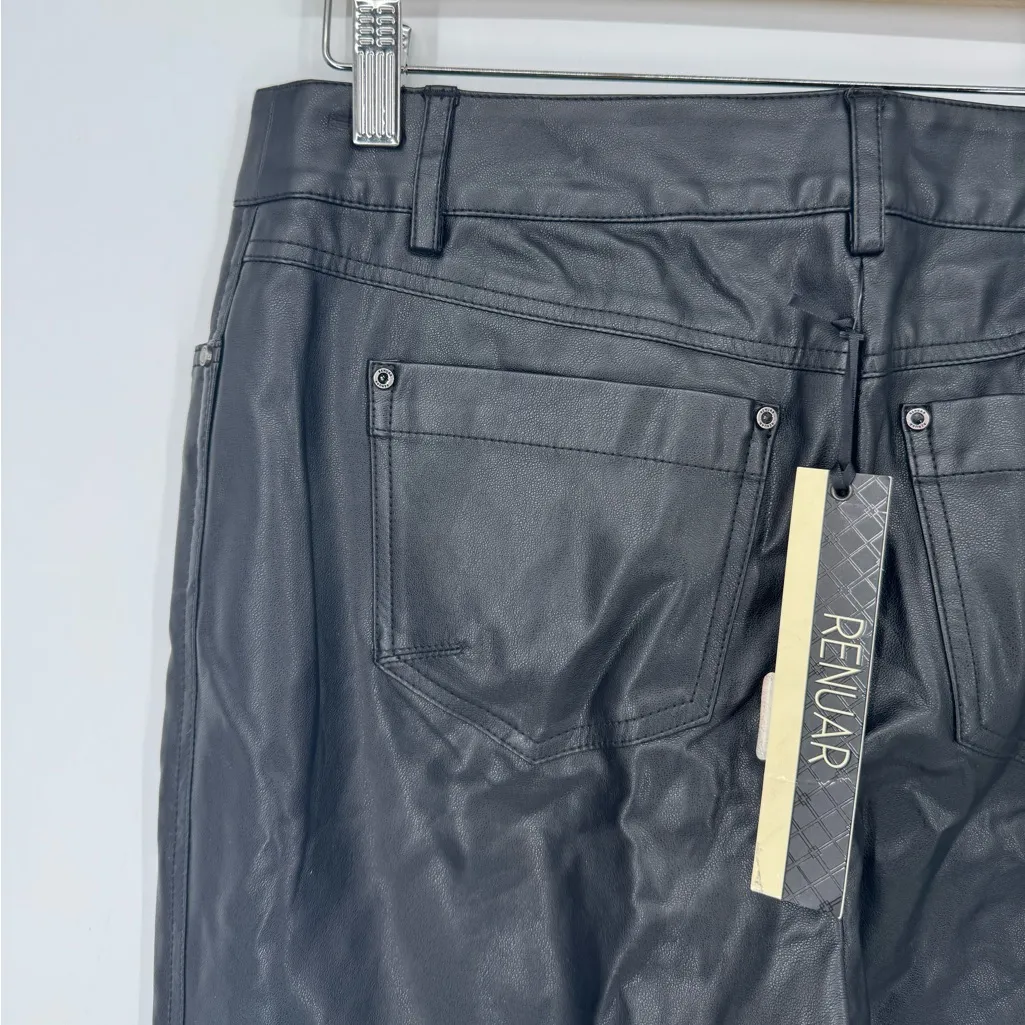 Renuar Women's‎ Black Straight Leg Faux Leather Pants Size 8 NWT - Image 5